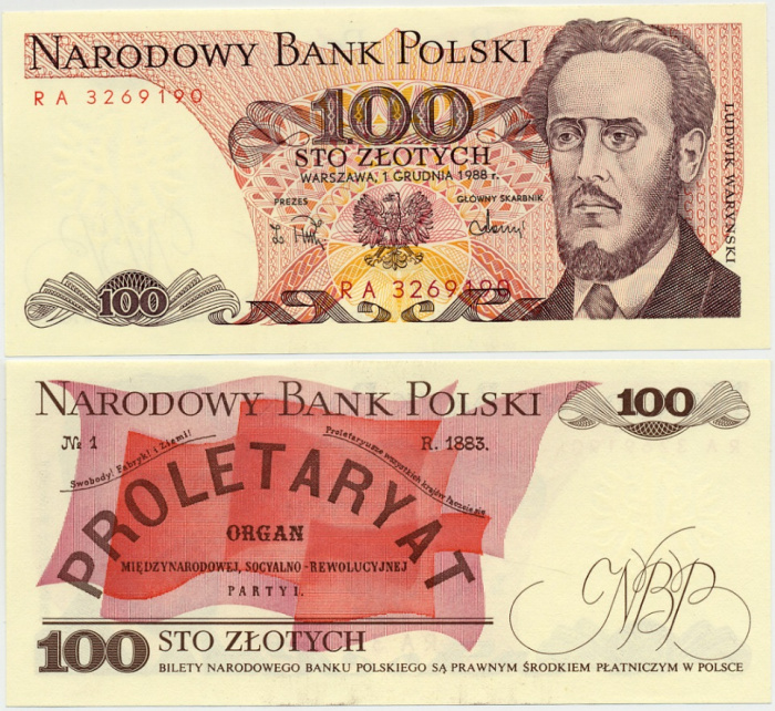 (1988) Банкнота Польша 1988 год 100 злотых &quot;Людвиг Варинский&quot;   UNC